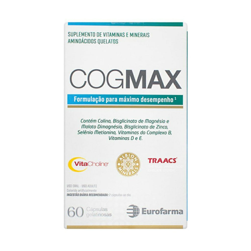 Encontraproduto.com.br - CogMax Suplemento De Vitaminas e Minerais Aminoácidos 60 cápsulas gelatinosas