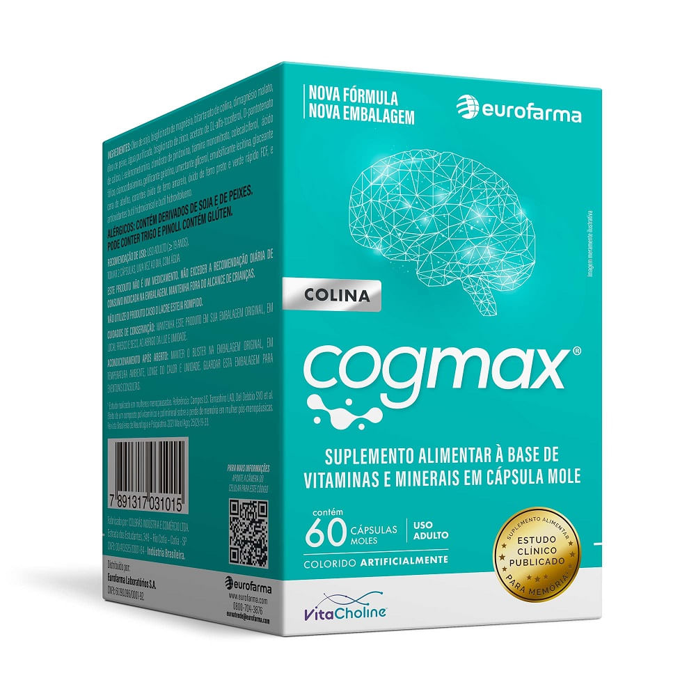 Encontraproduto.com.br - CogMax Suplemento De Vitaminas e Minerais Aminoácidos 60 cápsulas gelatinosas
