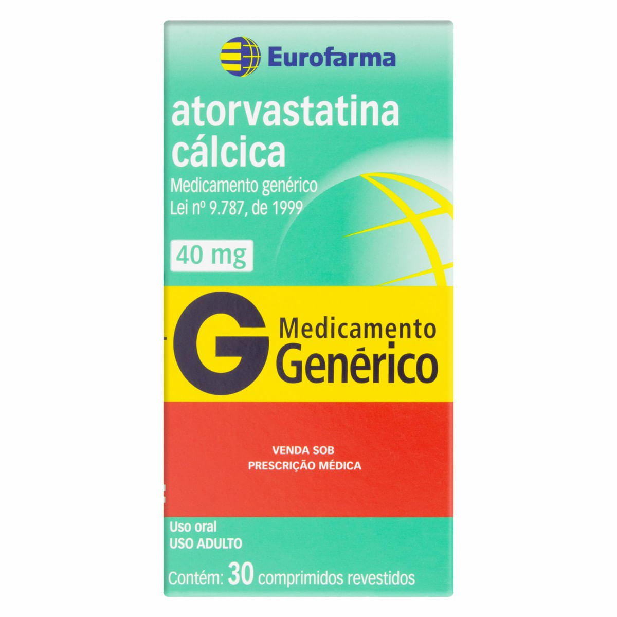 Encontraproduto.com.br - Atorvastatina Cálcica 40mg Eurofarma 30 Comprimidos Revestidos