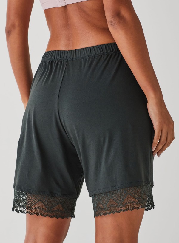 Encontraproduto.com.br - Bermuda de Pijama de Algodão com Renda 20701 - Peça Promocional Liz Verde