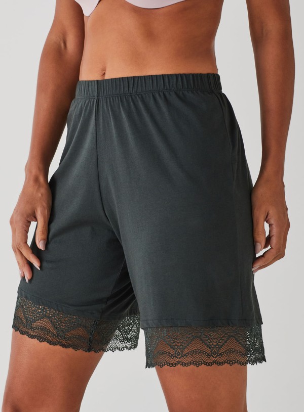 Encontraproduto.com.br - Bermuda de Pijama de Algodão com Renda 20701 - Peça Promocional Liz Verde
