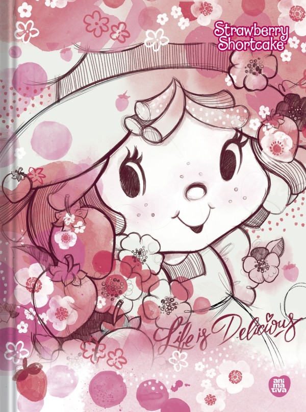 Encontraproduto.com.br - Caderno Colegial Brochura Capa Dura Moranguinho Abraço Cor Rosa