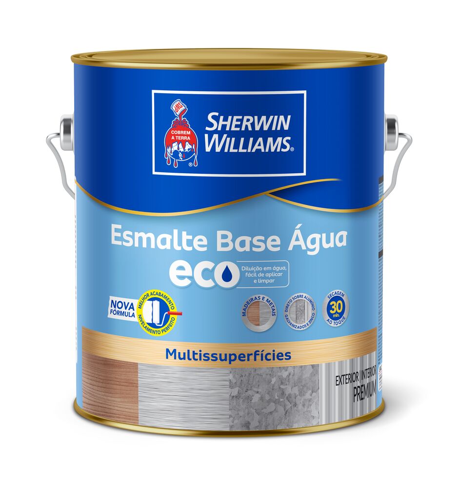 Encontraproduto.com.br - Tinta Sherwin Williams Esmalte Base Água Eco Multissuperfícies 3,6L Preto