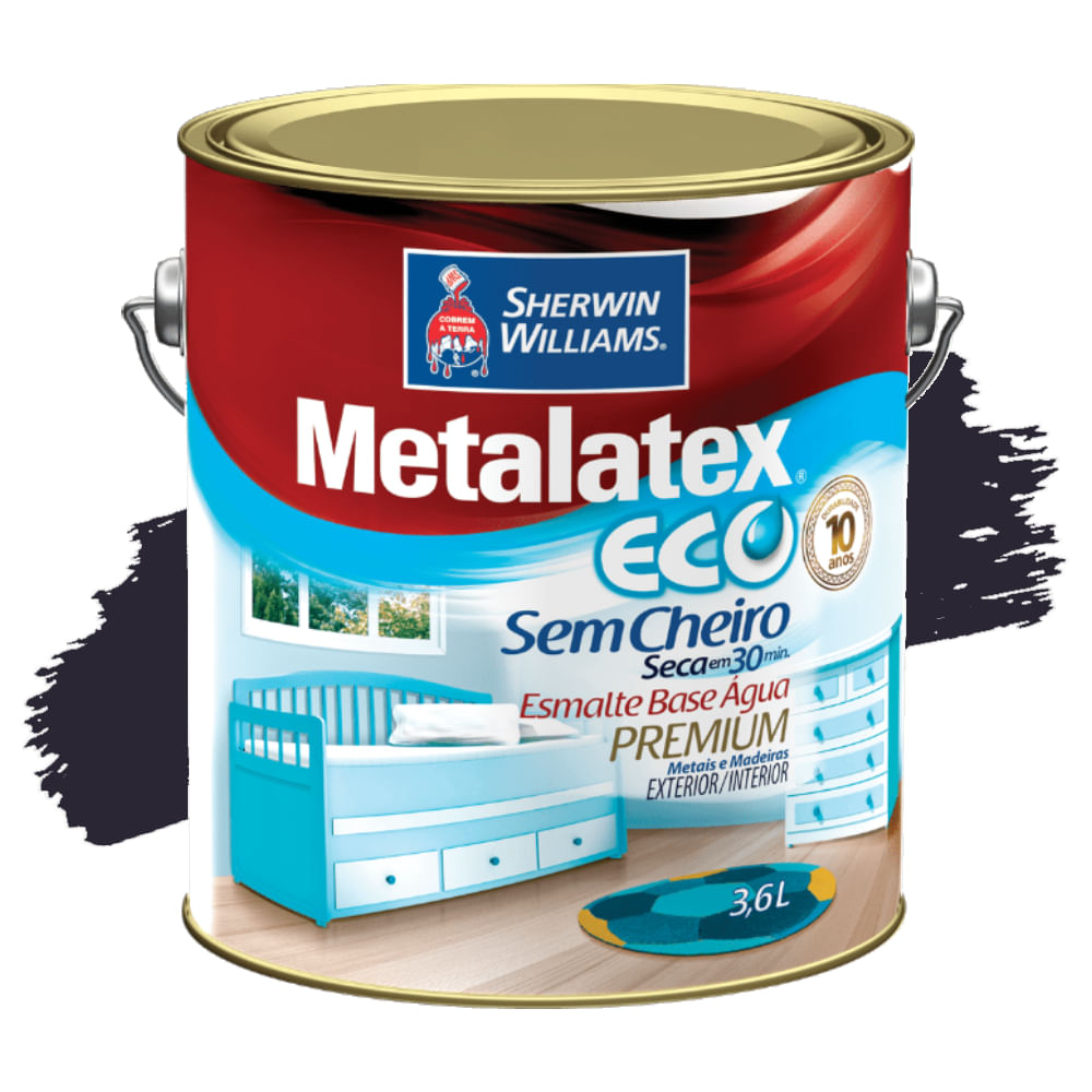 Encontraproduto.com.br - Tinta Sherwin Williams Esmalte Base Água Eco Multissuperfícies 3,6L Preto