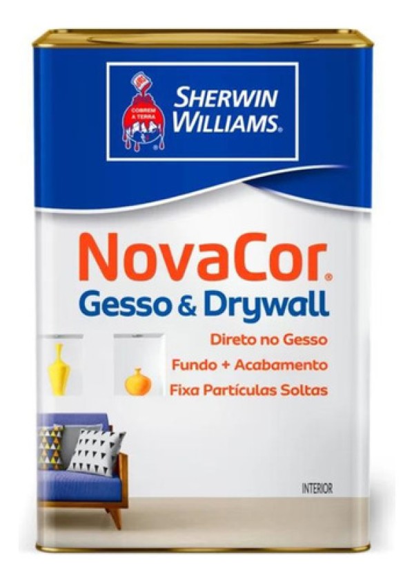 Encontraproduto.com.br - Tinta Acrílica Sherwin Williams Novacor Gesso & Drywall Standard 18L Branco Fosco