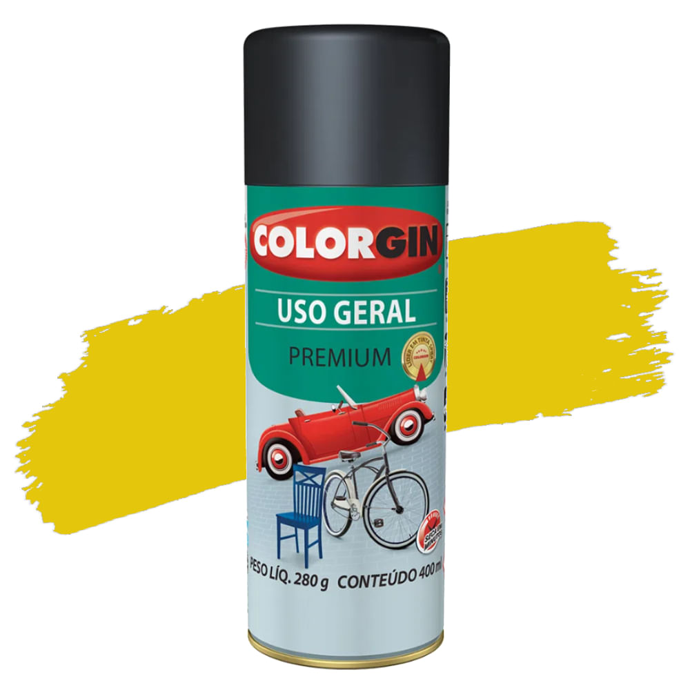 Encontraproduto.com.br - Tinta Spray Colorgin Uso Geral Amarela 400ML