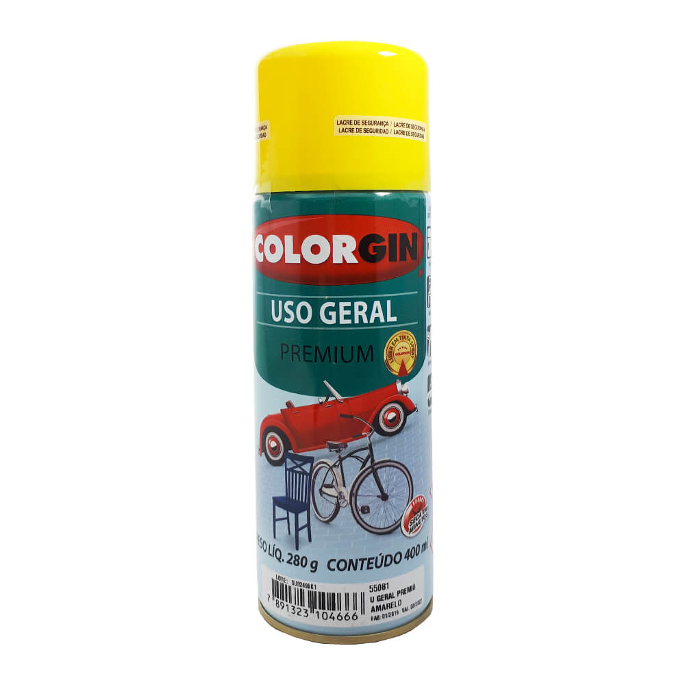 Encontraproduto.com.br - Tinta Spray Colorgin Uso Geral Amarela 400ML