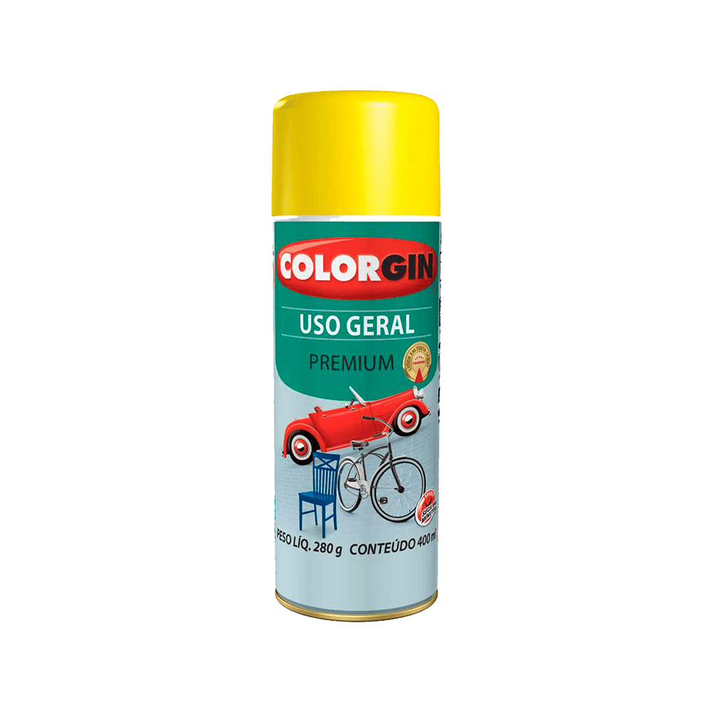 Encontraproduto.com.br - Tinta Spray Colorgin Uso Geral Amarela 400ML