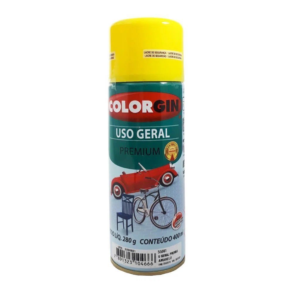 Encontraproduto.com.br - Tinta Spray Colorgin Uso Geral Amarela 400ML