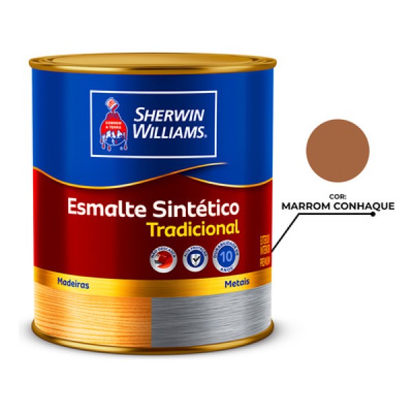 Encontraproduto.com.br - Esmalte Sintético Tradicional Sherwin Williams 900ml Alto Brilho Cor Marrom Conhaque