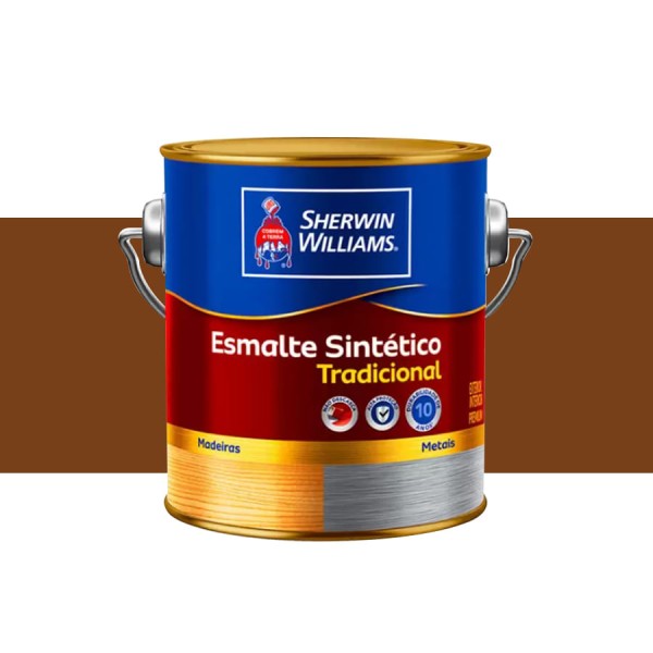 Encontraproduto.com.br - Esmalte Sintético Tradicional Sherwin Williams 900ml Alto Brilho Cor Marrom Conhaque