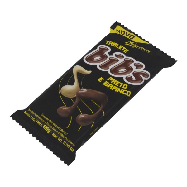 Encontraproduto.com.br - Chocolate Bibs Preto E Branco Tablete 65g