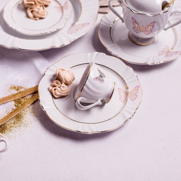 Encontraproduto.com.br - Kit 2 Xicaras Cafezinho Com Pires Encantada 75ml Elegante