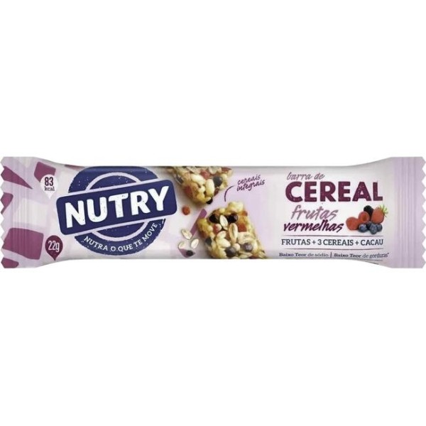 Barra de Cereais Nutry Frutas Vermelhas Unidade com 22g