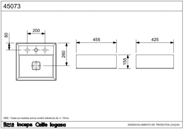 Encontraproduto.com.br - Cuba de Apoio com Mesa 45x42cm Platinum Branco Matte Incepa