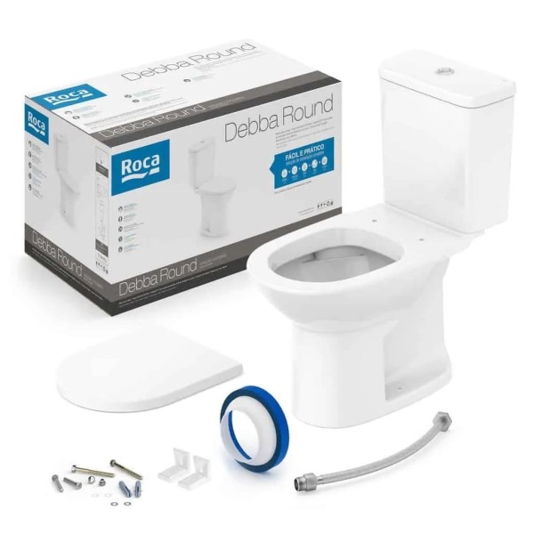 Kit Roca Bacia Debba Round Com Caixa E Acessórios 01 Branca