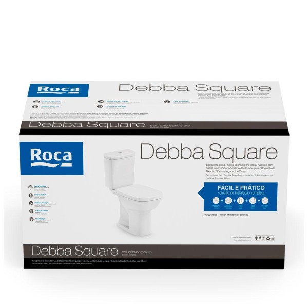 Encontraproduto.com.br - Vaso Sanitário com Caixa Acoplada Incepa Debba Square Ecoflush com Acessórios de Instalação Acionamento Duplo Branco 3/6 Litros