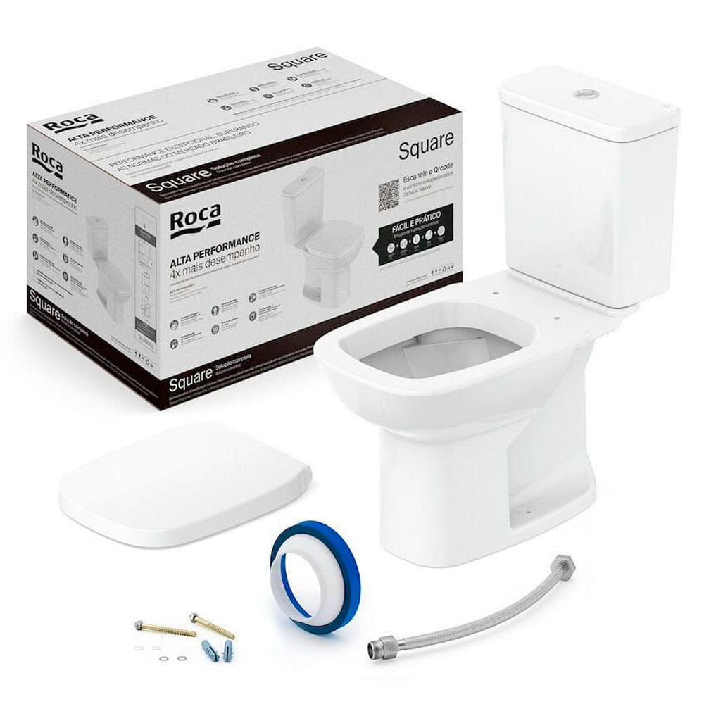 Encontraproduto.com.br - Vaso Sanitário com Caixa Acoplada Incepa Debba Square Ecoflush com Acessórios de Instalação Acionamento Duplo Branco 3/6 Litros
