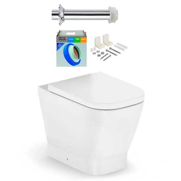 Encontraproduto.com.br - Kit Bacia Sanitária Convencional com Assento Gap  Blanco Matte + Conjunto de Fixação, Tubo de Ligação e Anel de Vedação - Roca