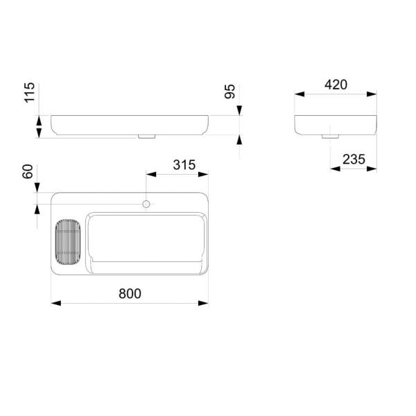 Encontraproduto.com.br - Cuba de Apoio Infinity 800x420mm 7/8