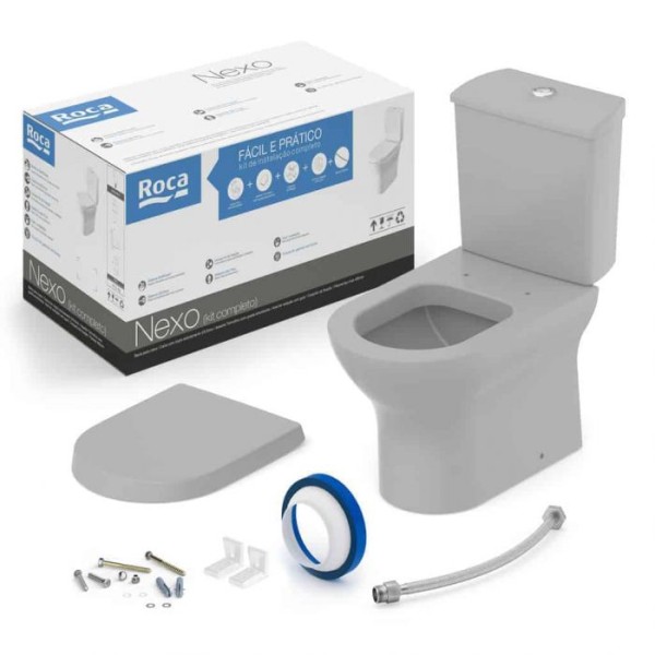 Encontraproduto.com.br - Kit Bacia com Caixa Acoplada e Acessórios Nexo Stone Roca