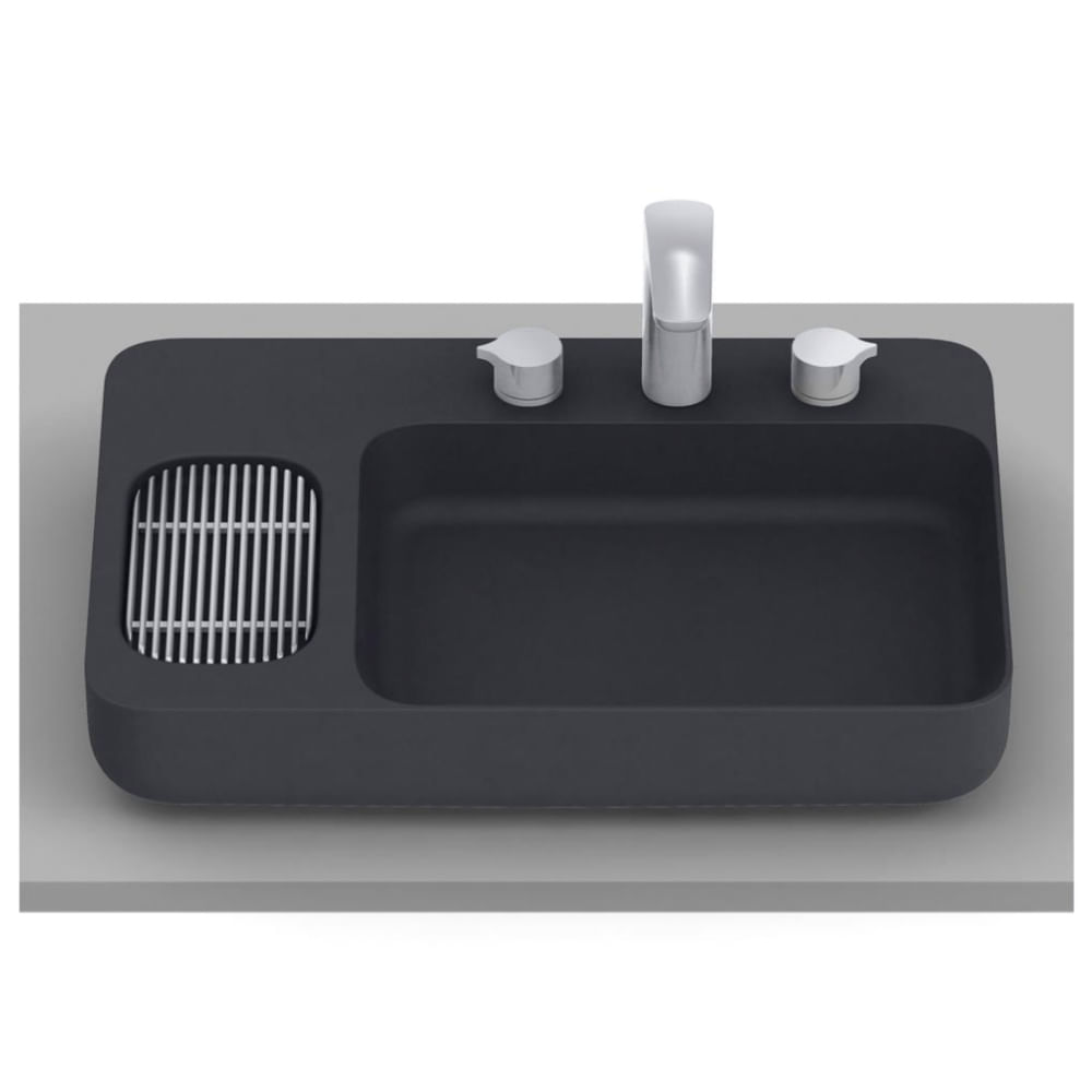Encontraproduto.com.br - Cuba de Apoio 60X42cm Válvula 7/8 Infinity Onix Roca Celite