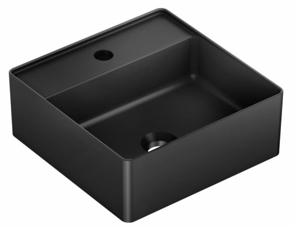 Encontraproduto.com.br - Cuba de apoio com mesa quadrada platinum 35x35cm onix Incepa