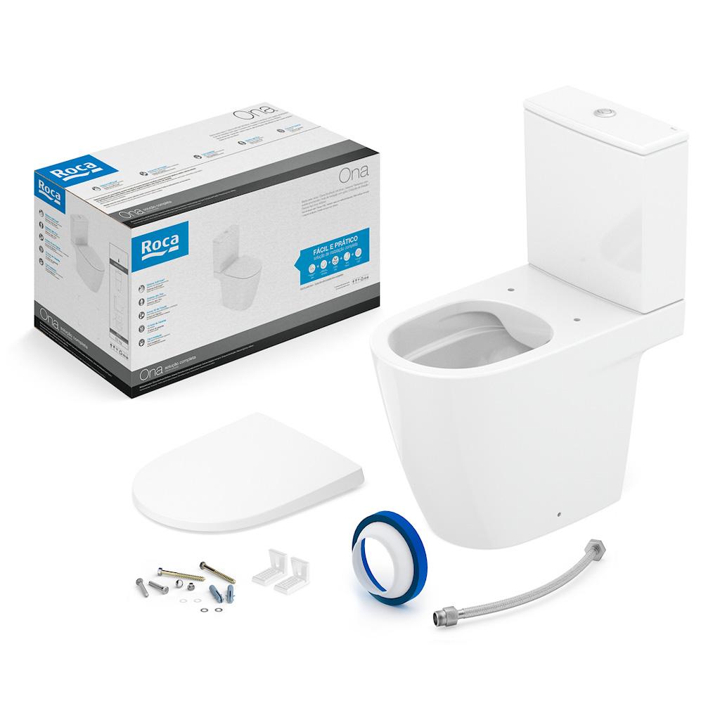 Kit Bacia Roca com Caixa Acoplada Completo Ona Branco
