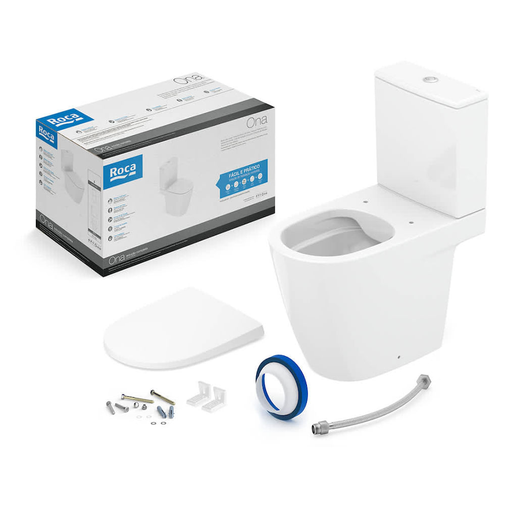 Encontraproduto.com.br - Kit Bacia Roca com Caixa Acoplada Completo Ona Branco