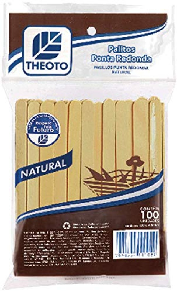 Encontraproduto.com.br - PALITO PICOLE PONTA REDONDA C/100UN THEOTO