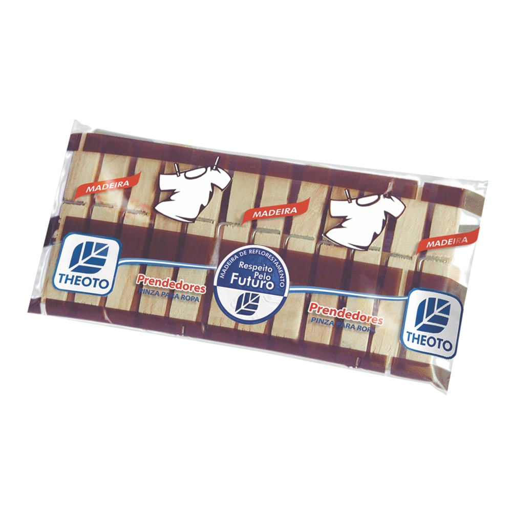 Encontraproduto.com.br - PRENDEDOR MADEIRA ROUPA C/12UN THEOTO
