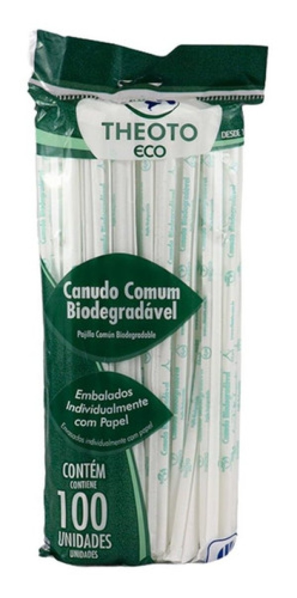 Canudo Plástico Theoto Biodegradável com 100un