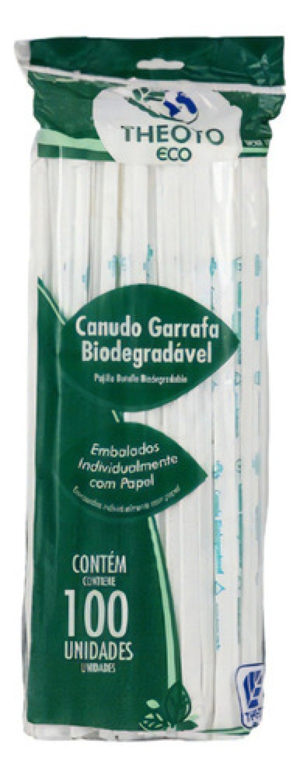 Encontraproduto.com.br - Canudo Garrafa Biodegradável 100 Un - Theoto