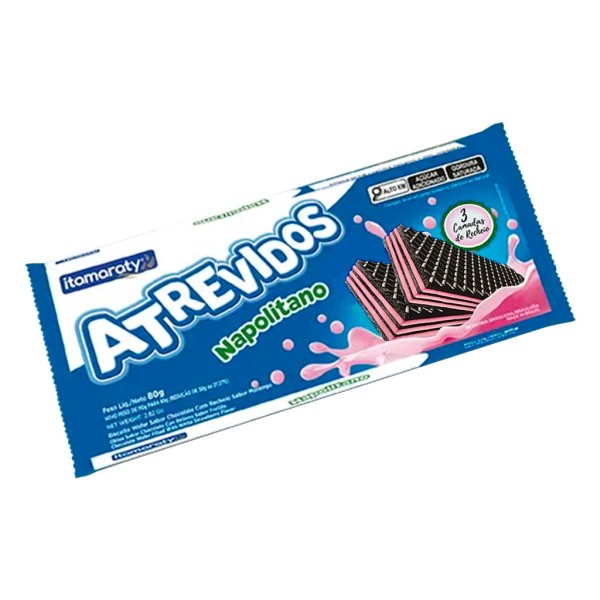 Biscoito Wafer Recheado Atrevidos Napolitano 80g - Itamaraty