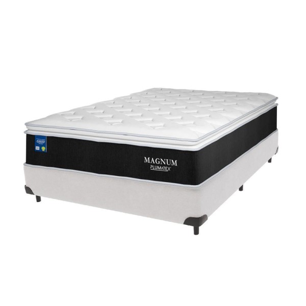 Encontraproduto.com.br - Cama Box Casal Branca Colchão Magnum Plumatex Pillow Top