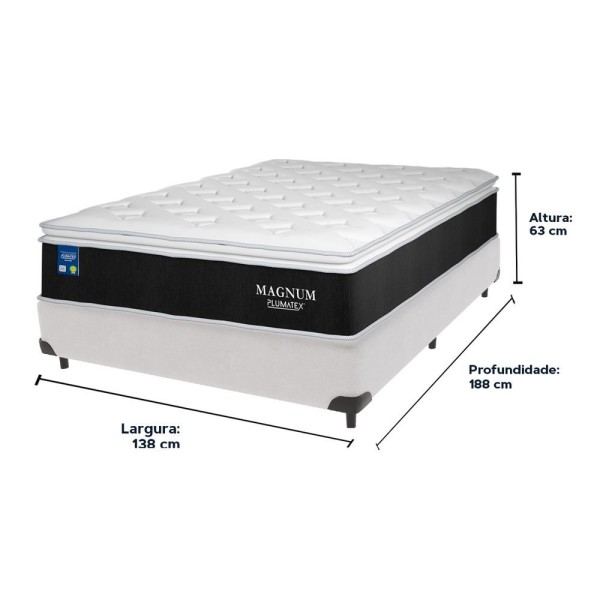 Encontraproduto.com.br - Cama Box Casal Branca Colchão Magnum Plumatex Pillow Top