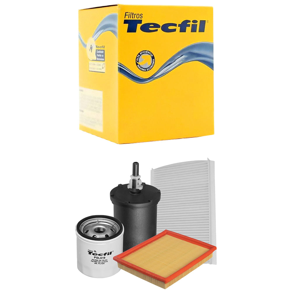 Encontraproduto.com.br - Kit Troca de Filtros Strada Adventure 1.8 8V Gasolina Flex 2002 a 2009 Tecfil
