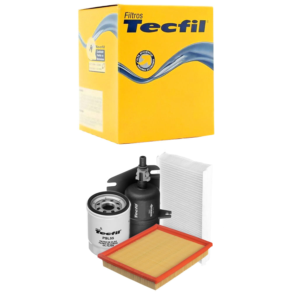 Encontraproduto.com.br - Kit Troca de Filtros Strada Adventure 1.8 8V Gasolina Flex 2002 a 2009 Tecfil