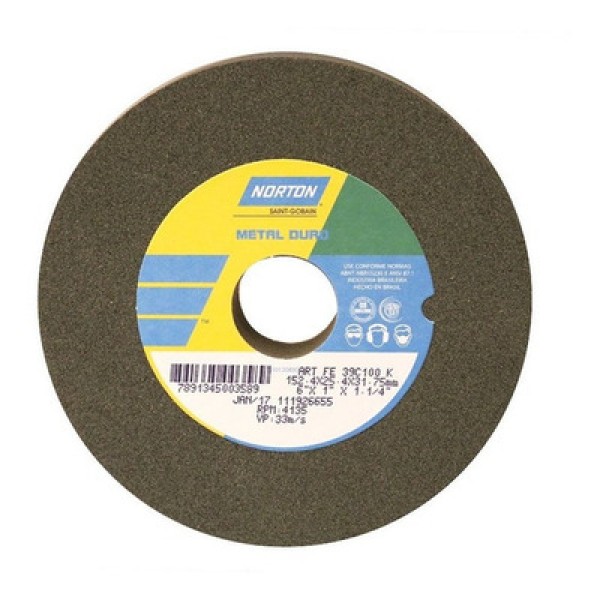 Encontraproduto.com.br - Rebolo Afiação Norton 39C-100K 152 X 25 X 31 MM