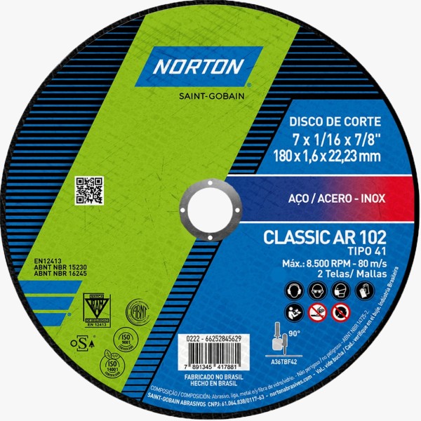 Disco Corte Ar 102 115x1,0x22,23mm - Norton