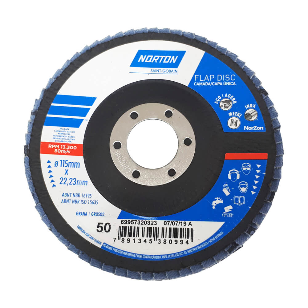 Disco Lixa Flap 4 Norton Grão 50 1/2 Polegada