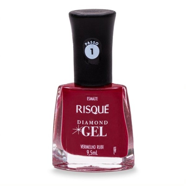 Esmalte Risqué Diamond Gel Vermelho Rubi Cremoso  - 9,5ml