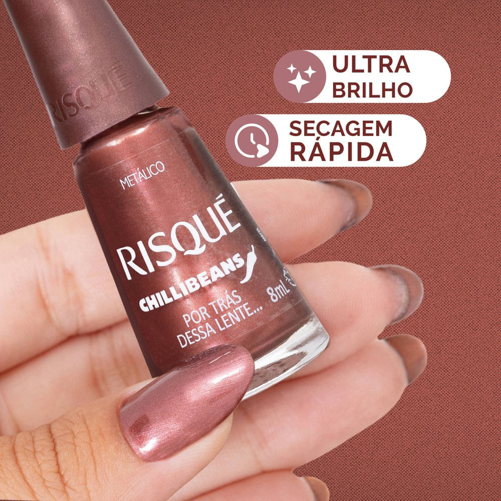 Esmalte Bronze Risqué & Chilli Beans Por Trás Dessa Lente Metálico 8ml