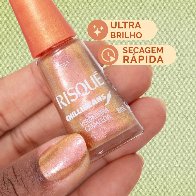 Encontraproduto.com.br - Esmalte Laranja Risqué & Chilli Beans Verdadeira Camaleoa Efeito 8ml