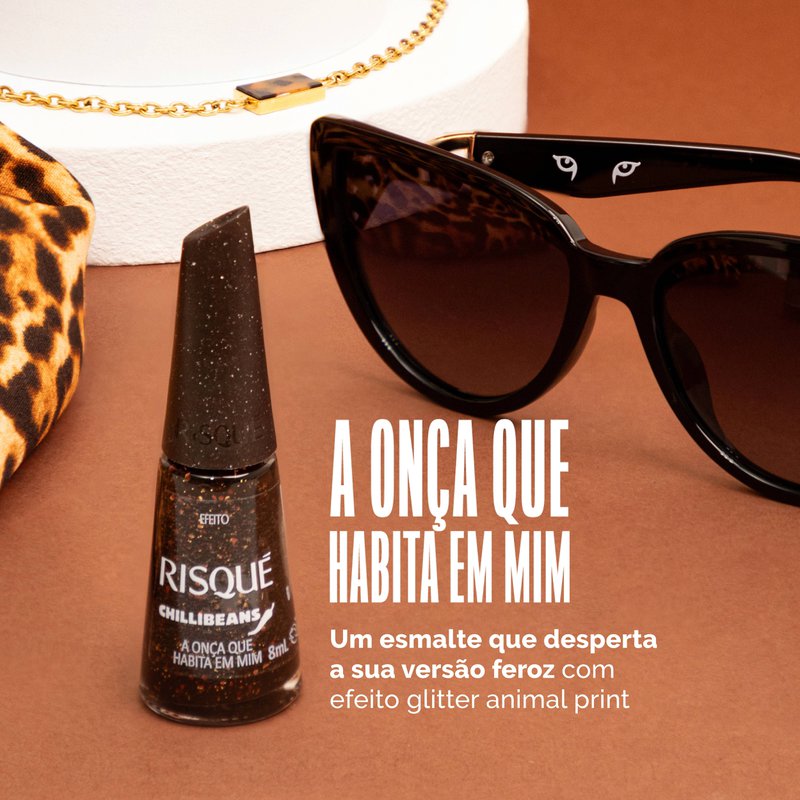 Encontraproduto.com.br - Esmalte Marrom Risqué & Chilli Beans A Onça que Habita em Mim Efeito 8ml