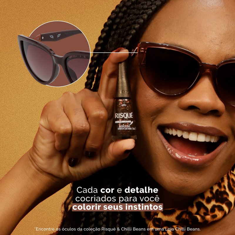 Encontraproduto.com.br - Esmalte Marrom Risqué & Chilli Beans A Onça que Habita em Mim Efeito 8ml