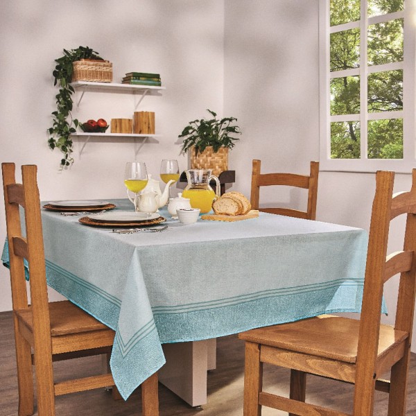 Encontraproduto.com.br - toalha de mesa lepper retangular super prática isa azul 8 lugares