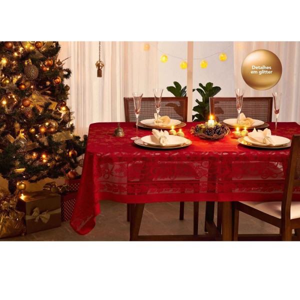 Encontraproduto.com.br - toalha mesa lepper retangular renda natal 8 lugares 03530301