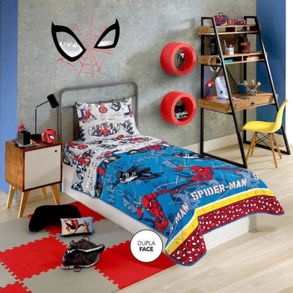 Encontraproduto.com.br - Edredom Homem Aranha Dupla Face Infantil Lepper - 01 Peça