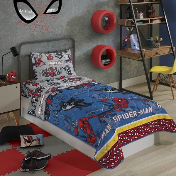 Encontraproduto.com.br - Edredom Homem Aranha Dupla Face Infantil Lepper - 01 Peça